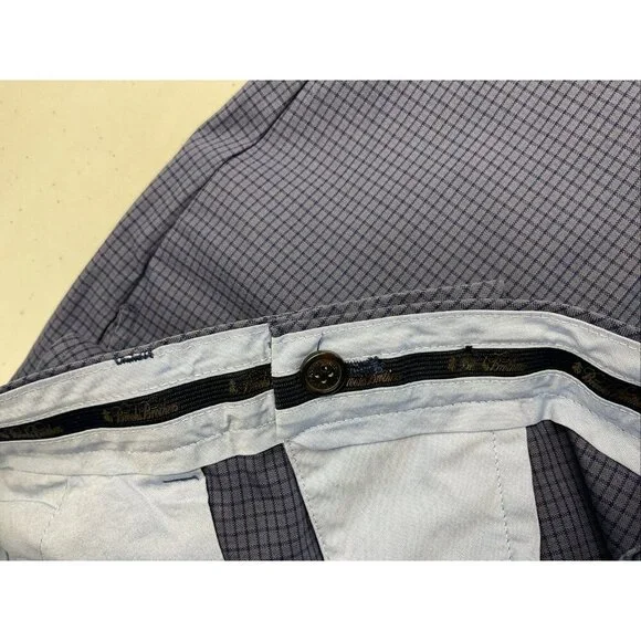 Brooks Brothers slacks Pants Mens 38x30 Clark Blue micro Plaid Stretch Career